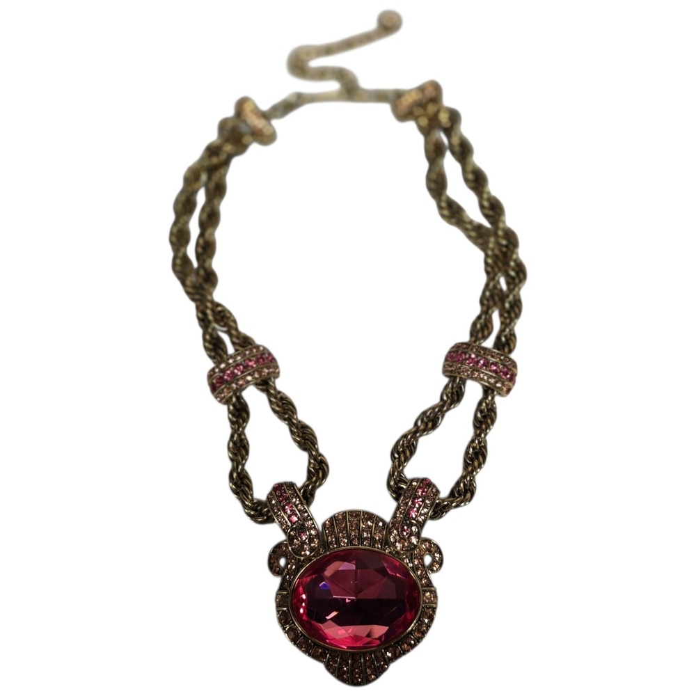 Heidi Daus Chain Of Events Pink Crystal Set Necklace Bracelet CLIP-ON Earrings - Picture 4 of 10